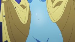 Rule 34 | 10s, 1girl, animated, animated gif, blue skin, censored, colored skin, jelly belly dance, lowres, monster girl, monster musume no iru nichijou, navel, out-of-frame censoring, screencap, slime girl, stomach, suu (monster musume)