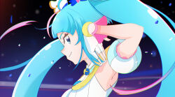 Rule 34 | 1girl, absurdres, armpits, blue eyes, blue hair, brooch, closed mouth, cure sky, detached sleeves, dress, fingerless gloves, from side, gloves, gradient hair, highres, hirogaru sky! precure, jewelry, long hair, looking at viewer, magical girl, multicolored hair, noe graphics, pink hair, precure, puffy detached sleeves, puffy sleeves, sleeveless, sleeveless dress, smile, solo, streaked hair, twintails, very long hair, white dress, wing brooch, wing hair ornament