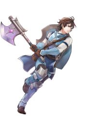 Rule 34 | 1boy, aged down, attack, axe, brown eyes, brown gloves, brown hair, fire emblem, fire emblem awakening, fire emblem heroes, frederick (child) (fire emblem), frederick (fire emblem), gloves, highres, holding, holding axe, nintendo, non-web source, pebble, pouch, shield, shield on back, short hair, solo, swinging, tagme