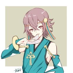 Rule 34 | 1boy, atoatto, fire emblem, fire emblem fates, hayato (fire emblem), japanese clothes, looking at viewer, male focus, nintendo, simple background, smile, solo