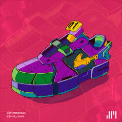 commentary english_commentary eva_01 footwear_focus jafet_meza neon_genesis_evangelion nike_(company) nike_air_force_1 no_humans objectification purple_footwear shadow shoes sneakers twitter_username zoom_layer