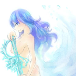 Rule 34 | 1girl, ass, blue hair, breasts, fairy tail, juvia lockser, large breasts, nude, solo