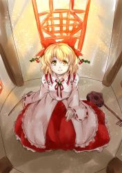 Rule 34 | 1girl, blonde hair, bow, bow (music), closed mouth, collared shirt, commentary request, detached sleeves, erhu, eyelashes, frilled skirt, frills, hair bow, happy, instrument, japanese clothes, kariginu, long skirt, long sleeves, looking at viewer, myouga teien, red bow, red ribbon, red skirt, ribbon, ribbon-trimmed sleeves, ribbon trim, satsuki rin, seiza, shirt, short hair, sitting, skirt, smile, touhou, white shirt, wide sleeves, yellow eyes