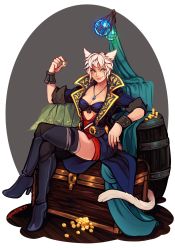 Rule 34 | 10s, 1girl, animal ears, artist name, barrel, bikini, blonde hair, blue eyes, boots, bracer, breasts, cat ears, cat tail, cleavage, coin, facial mark, final fantasy, final fantasy xiv, full body, gem, high heel boots, high heels, highres, jewelry, crossed legs, miqo&#039;te, momo-deary, nail polish, pendant, red nails, signature, sitting, sleeves rolled up, smile, smirk, solo, swimsuit, tail, thigh boots, thighhighs, transparent background, treasure chest, wooden floor, wrist cuffs