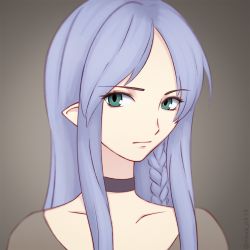 Rule 34 | 1girl, blue hair, braid, medea (fate), closed mouth, commentary, english commentary, fate/stay night, fate (series), long hair, looking at viewer, miura-n315, pointy ears, side braid, simple background, solo