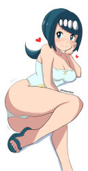 Rule 34 | 1girl, ass, breasts, cleavage, creatures (company), game freak, lana&#039;s mother (pokemon), medium breasts, nintendo, one-piece swimsuit, pabsmikan, pokemon, pokemon (anime), pokemon sm (anime), solo, swimsuit