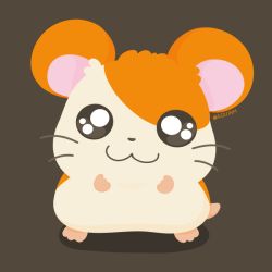Rule 34 | :3, animal, animal focus, brown background, closed mouth, commentary request, full body, hamster, hamtaro, hamtaro (series), looking at viewer, no humans, rizu (rizunm), shadow, simple background, solo, standing, twitter username, whiskers