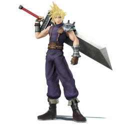 Rule 34 | 1990s (style), 1boy, 3d, absurdres, armor, artist request, asymmetrical clothes, asymmetrical hair, baggy pants, bare shoulders, belt, big hair, blonde hair, blue eyes, boots, buster sword, cloud strife, contrapposto, derivative work, final fantasy, final fantasy vii, full body, gloves, highres, huge weapon, looking at viewer, male focus, muscular, nintendo, official art, over shoulder, pants, pauldrons, retro artstyle, ribbed sweater, shoulder armor, sleeveless, sleeveless turtleneck, soldier, solo, spiked hair, square enix, standing, super smash bros., suspenders, sweater, sword, sword over shoulder, toned, turtleneck, weapon, weapon over shoulder, white background, zipper