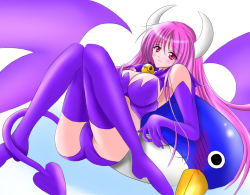 Rule 34 | 1girl, blush, breasts, demon girl, disgaea, horns, large breasts, prinny, demon girl, succubus (disgaea), tail, thighhighs, wings