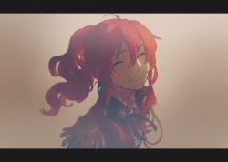 Rule 34 | 1girl, closed eyes, earrings, epaulettes, jewelry, letterboxed, milycat, original, ponytail, red hair, smile, solo, uniform