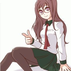 Rule 34 | bad id, bad pixiv id, brown hair, cpu (hexivision), glasses, long hair, pantyhose, solo, tagme