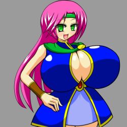 Rule 34 | bad source, breasts, bursting breasts, cleavage, faris scherwiz, final fantasy, final fantasy v, gigantic breasts, green eyes, happy, headband, huge breasts, impossible clothes, impossible shirt, l suc (artist), looking at viewer, open mouth, princess, purple hair, shirt, tight clothes
