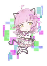 Rule 34 | 1girl, animal ears, animal print, arm warmers, artist name, artist request, belt, black bow, black sailor collar, blunt bangs, blush, bow, bow legwear, breasts, brown eyes, cat ears, cat print, cat tail, checkered clothes, checkered skirt, chibi, collarbone, crown print, dokipipo emotion, dokipipo emotion (love live!), female focus, flat chest, full body, grey legwear, hair ornament, heart, heart (symbol), heart print, highres, looking at viewer, love live!, love live! nijigasaki high school idol club, love live! school idol festival, miniskirt, neckerchief, necktie, parted lips, pink belt, pink footwear, pink hair, pink neckerchief, pink necktie, plaid, plaid skirt, pleated, pleated skirt, puffy short sleeves, puffy sleeves, sailor collar, shirt, shoes, short hair, short sleeves, simple background, skirt, small breasts, smile, solo, sparkle, sparkle print, star (symbol), star print, striped legwear, striped sleeves, suspenders, tagme, tail, tennoji rina, white background, white legwear, white shirt, white skirt, yellow eyes