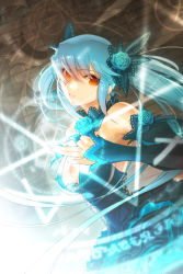 Rule 34 | blue hair, breasts, dress, large breasts, lowres, luthica preventer, magic, solo, sword girls, twintails