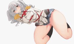 Rule 34 | 10s, absurdres, bad id, bad twitter id, bdsm, bondage, bound, epaulettes, highres, kantai collection, kashima (kancolle), kei (soundcross), military, military uniform, miniskirt, silver hair, skirt, solo, thighs, twintails, uniform