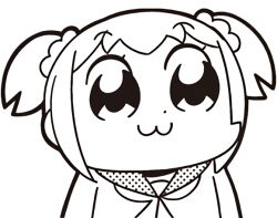 Rule 34 | 10s, 1girl, :3, animated, animated gif, bkub, chibi, cptnameless, eyebrows, greyscale, hair ornament, hair scrunchie, looking to the side, looping animation, monochrome, poptepipic, popuko, school uniform, scrunchie, serafuku, sidelocks, simple background, solo, staring, upper body, white background
