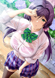 Rule 34 | 1girl, breasts, highres, large breasts, love live!, love live! school idol project, see-through, see-through shirt, solo, tojo nozomi, wet