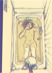 Rule 34 | 1girl, artist request, asphyxiation, bathtub, drowning, highres, nude, original, suicide, tagme