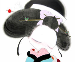 Rule 34 | 1girl, black hair, hair up, japanese clothes, kimono, makita haruka, nihongami, original, siyawase, solo