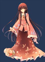 Rule 34 | 1girl, black hair, blouse, bow, bowtie, brown eyes, brown skirt, closed mouth, commentary request, floral print, frilled shirt collar, frilled sleeves, frills, full body, hime cut, houraisan kaguya, kirero, long hair, long sleeves, looking at viewer, pink shirt, sash, shirt, sidelocks, skirt, sleeves past wrists, solo, standing, touhou, very long hair, white bow, wide sleeves, yellow bow, yellow bowtie