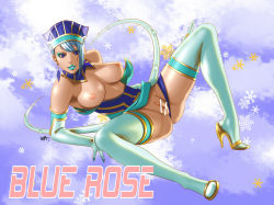 Rule 34 | 10s, blue eyes, blue hair, blue rose (tiger &amp; bunny), breasts, censored, earrings, eyeshadow, fingernails, fingernails over gloves, gloves, jewelry, large breasts, lipstick, makeup, nipples, pussy, tagme, thighhighs, tiger &amp; bunny