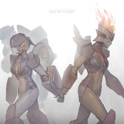 Rule 34 | 1boy, 2girls, breasts, english text, firestar, glowing, glowing eyes, holding hands, multiple girls, nautica (transformers), skids (transformers), text focus, zoner