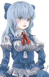 Rule 34 | 1girl, adapted costume, alternate costume, alternate hairstyle, bow, cirno, hair bow, long hair, neck ribbon, oekaki, aged up, ribbon, shift (waage), solo, touhou