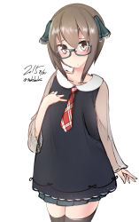 Rule 34 | 10s, 1girl, bad id, bad pixiv id, blush, brown eyes, brown hair, casual, glasses, kantai collection, nekobaka, short hair, simple background, solo, taihou (kancolle), white background