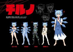 Rule 34 | 10s, 1girl, ?, blue eyes, blue hair, bow, censored, censored nipples, cirno, convenient censoring, cosplay, counting, dress, food, glasses, hair bow, ice, ice wings, inumuta houka, inumuta houka (cosplay), inumuta houka (probe regalia), kill la kill, novelty censor, open mouth, popsicle, ribbon, shimouki izui, short hair, smile, spoilers, touhou, translation request, uniform, watermelon bar, wings