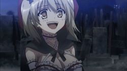 Rule 34 | 10s, animated, animated gif, blonde hair, bouncing breasts, breasts, cape, choker, cleavage, elbow gloves, gloves, graveyard, hat, kore wa zombie desu ka?, kyouko (korezom), laughing, lowres, magical girl, ribbon, screencap, twintails, yellow eyes