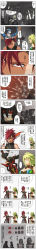 Rule 34 | 1girl, absurdres, anger vein, annoyed, attack, black hair, blonde hair, blue skin, breasts, chinese text, cleavage, colored skin, comic, crossed arms, elf, elsword, elsword (character), energy sword, fate (series), floating object, floating sword, floating weapon, gargoyle, gas mask, gate of babylon (fate), glasses, hat, headband, highres, infinity sword (elsword), jewelry, large breasts, long image, mask, multicolored hair, multiple boys, necklace, personality switch, pointy ears, raven cronwell, red hair, rena erindel, spiked hair, sword, tall image, translation request, trapping ranger (elsword), two-tone hair, waero, watermark, weapon, weapon taker (elsword)