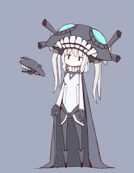 Rule 34 | 10s, abyssal ship, bodysuit, cane, cape, gloves, headwear request, kantai collection, oosawa (azeeee73), simple background, sketch, solo, wo-class aircraft carrier