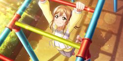 Rule 34 | 1girl, absurdres, artist name, artist request, blouse, blush, breasts, brown eyes, brown hair, collarbone, drawstring, female focus, full body, grey pants, hair between eyes, hanamaru in wonderland (love live!), highres, jacket, kunikida hanamaru, light brown hair, long hair, long sleeves, looking at viewer, love live!, love live! school idol festival, love live! school idol festival all stars, love live! sunshine!!, nail, nail polish, open clothes, open jacket, outdoors, pants, pants under shorts, parted lips, pink footwear, pink nails, pink nails, playground, shirt, shoes, short pants, shorts, smile, solo, sparkle, sunlight, sweatdrop, white shirt, yellow eyes, yellow jacket, yellow shorts, zipper, zipper pull tab