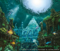 Rule 34 | bubble, building, city, fish, jellyfish, landscape, munashichi, original, pyramid (structure), ruins, scenery, statue, underwater