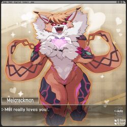 armor digimon digimon_(creature) furry furry_female meicrackmon_vicious_mode orange_fur white_fur