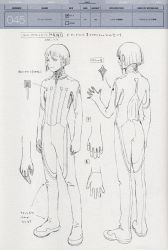 Rule 34 | 00s, 1boy, asymmetrical hair, character sheet, concept art, dio eraclea, full body, greyscale, last exile, male focus, monochrome, murata range, sketch, solo, steampunk, translation request, white background