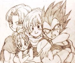 Rule 34 | 2boys, 2girls, black eyes, black hair, bra (dragon ball), brother and sister, brothers, bulma, couple, crossed arms, dragon ball, dragonball z, earrings, family, father and daughter, father and son, frown, gloves, happy, hug, hug from behind, jewelry, kerchief, looking at viewer, monochrome, mother and daughter, mother and son, multiple boys, multiple girls, nervous, short hair, siblings, simple background, smile, spiked hair, sweatdrop, tkgsize, trunks (dragon ball), vegeta, watch