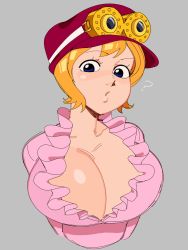 Rule 34 | 1girl, breasts, highres, huge breasts, koala (one piece), nezulet, one piece, simple background, solo