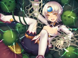 Rule 34 | 1girl, ap@meito, elsword, eve (elsword), facial mark, nipples, open mouth, short hair, tagme, thigh strap, thighhighs, yellow eyes