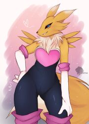 Rule 34 | 1girl, absurdres, cosplay, digimon, digimon (creature), female focus, highres, renamon, rouge the bat, rouge the bat (cosplay), solo, sonic (series)