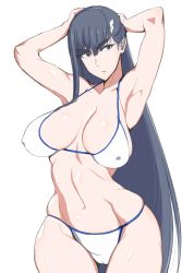 Rule 34 | anegawa eiji, bikini, black hair, breasts, highres, huge breasts, kill la kill, kiryuuin satsuki, long hair, swimsuit