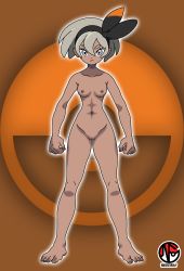 Rule 34 | 1girl, abs, absurdres, armpits, arms at sides, artist logo, artist name, barefoot, bea (pokemon), black hairband, breasts, cleft of venus, clenched hands, collarbone, completely nude, creatures (company), dark-skinned female, dark skin, eyebrows, eyelashes, feet, female focus, fingernails, full body, game freak, grey eyes, groin, hair between eyes, hairband, highres, legs, looking at viewer, matching hair/eyes, medium hair, navel, neck, nilterguy, nintendo, nipples, nude, nude filter, poke ball symbol, pokemon, pokemon swsh, pussy, serious, shiny skin, sidelocks, silver hair, small breasts, standing, thighs, third-party edit, toenails, toes
