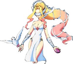Rule 34 | 1girl, bird, blindfold, breasts, clam, cleavage, digimon, large breasts, long hair, o-ring, solo focus, venusmon