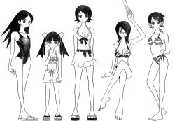 Rule 34 | artist request, character request, monochrome, multiple girls, sayonara zetsubou sensei, swimsuit, tagme