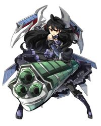 Rule 34 | 1girl, artist request, bare shoulders, black hair, black pantyhose, black skirt, boots, detached sleeves, elbow gloves, frilled skirt, frills, full body, gloves, gothic lolita, gun, holding, holding gun, holding weapon, lolita fashion, long hair, official art, oshiro project:re, oshiro project:re, pantyhose, skirt, solo, thigh boots, thighhighs, transparent background, tsuwano (oshiro project), very long hair, wavy hair, weapon, yellow eyes