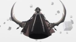 Rule 34 | armor, black cape, black jacket, cape, death, ivis necron, jacket, maou gakuin no futekigousha, simple background, solo, sword, weapon, white background