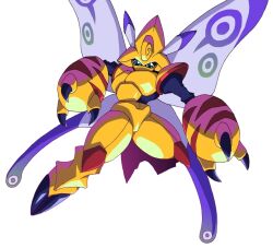 Rule 34 | armor, blue eyes, bug, butterflamon, butterfly, butterfly wings, claws, digimon, digimon (creature), insect, insect wings, simple background, solo, white background, wings