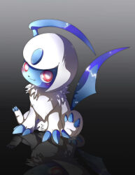 Rule 34 | absol, animal focus, blush, chibi, claws, creatures (company), fang, game freak, gen 3 pokemon, horns, nintendo, no humans, pokemon, pokemon (creature), poketix, red eyes, single horn, sitting, smile, solo, white hair