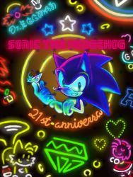 Rule 34 | amy rose, animal nose, anniversary, dr. eggman, drink, furry, furry male, gem, green gemstone, heart, knuckles the echidna, neon lights, no humans, sega, smile, sonic (series), sonic the hedgehog, star (symbol), tails (sonic), tegaki