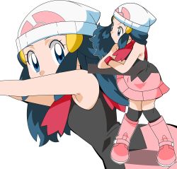 Rule 34 | 1girl, blue eyes, blue hair, boots, breasts, creatures (company), dawn (pokemon), female focus, game freak, hainchu, looking away, matching hair/eyes, nintendo, pokemon, pokemon (anime), pokemon dppt (anime), scarf, skirt, small breasts, solo